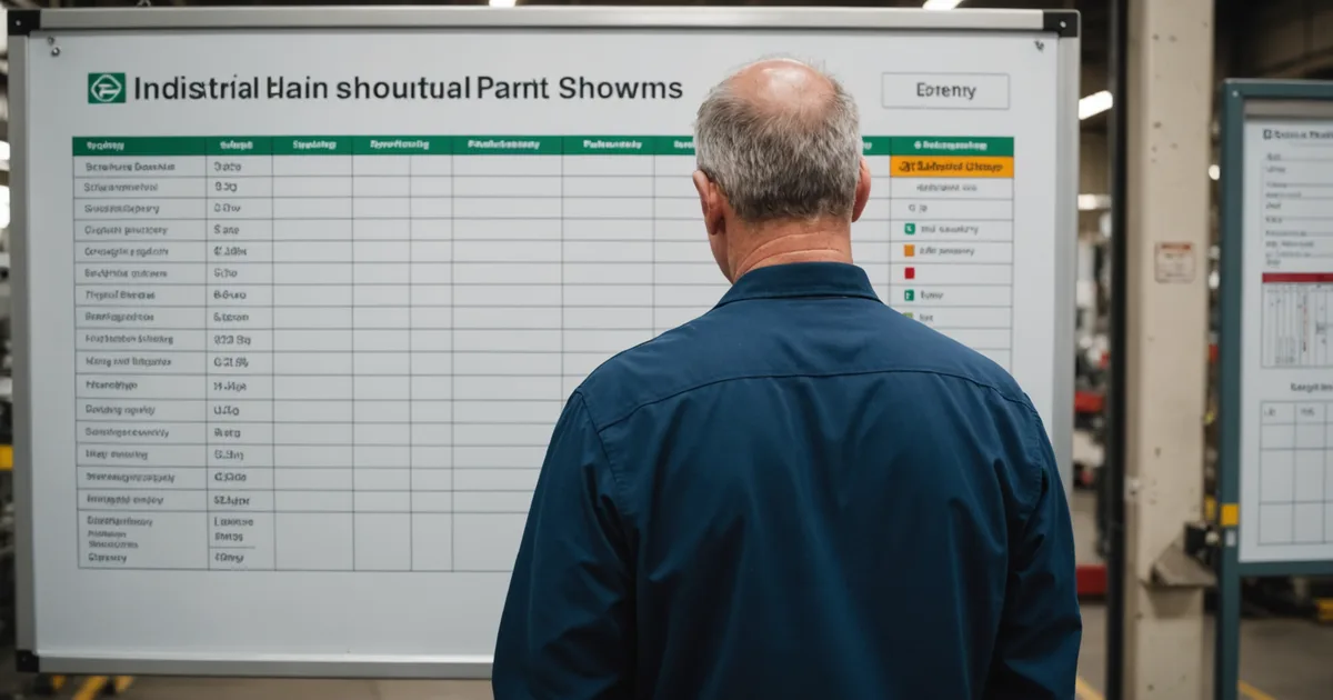 Maintenance planning calendar and equipment schedule in industrial setting
