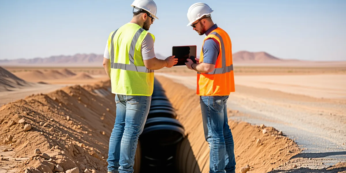 Water utility field team performing pipe inspection at a distribution junction